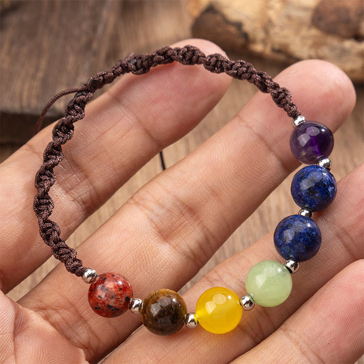 Buddha Stones Natürliche Verschiedene Kristalle Tigerauge Amethyst Mut Seil Armband - image 4