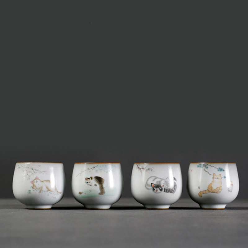 Buddha Stones Niedliche Katzenzweige-Teetasse, Kung-Fu-Teetasse mit Geschenkbox - image 10