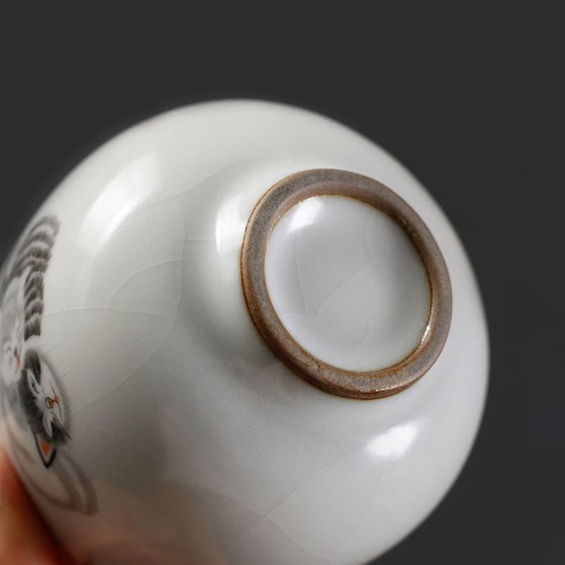 Buddha Stones Niedliche Katzenzweige-Teetasse, Kung-Fu-Teetasse mit Geschenkbox - image 14