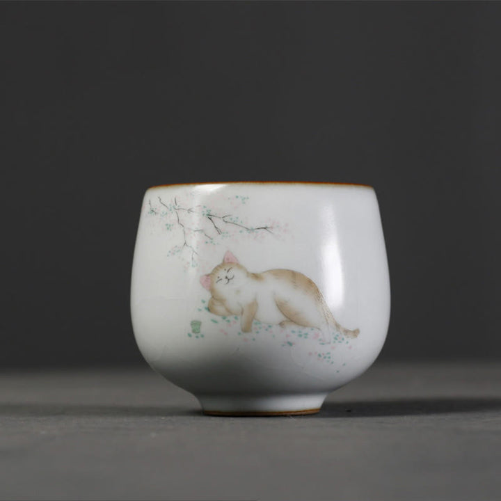 Buddha Stones Niedliche Katzenzweige-Teetasse, Kung-Fu-Teetasse mit Geschenkbox - image 4