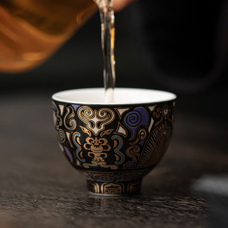 Buddha Stones ​​Schwarz Thangka Buddha Auspicious Wolken Teetasse Kung Fu Tee Tasse - image 8