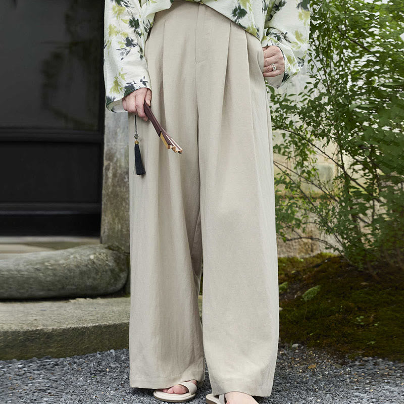 Buddha Stones Schlichte, knöchellange Damenhose mit Taschen für ältere Erwachsene - Leinen - US14， UK/AU18，EU46 (2XL) - image 0