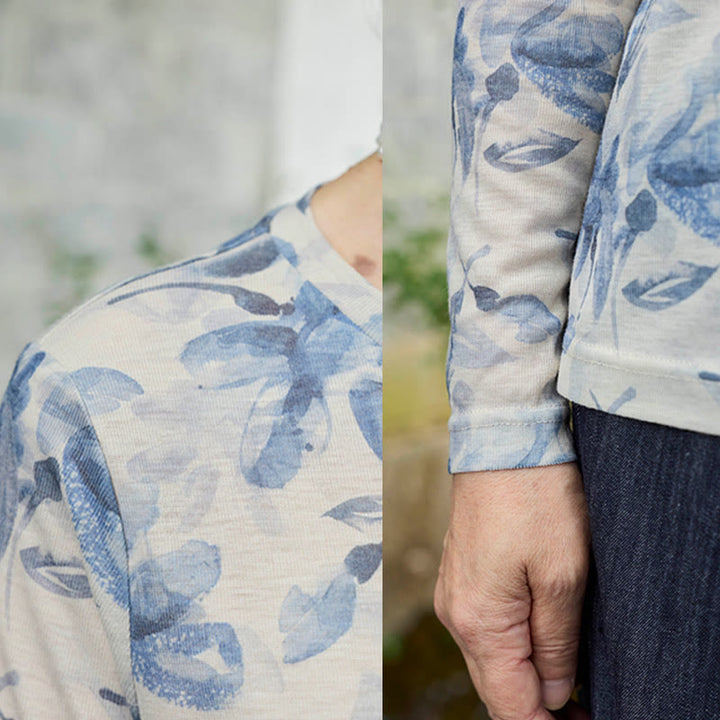 Buddha Stones Fall Blau Floral Damen Langarm T-Shirt für ältere Erwachsene - image 12