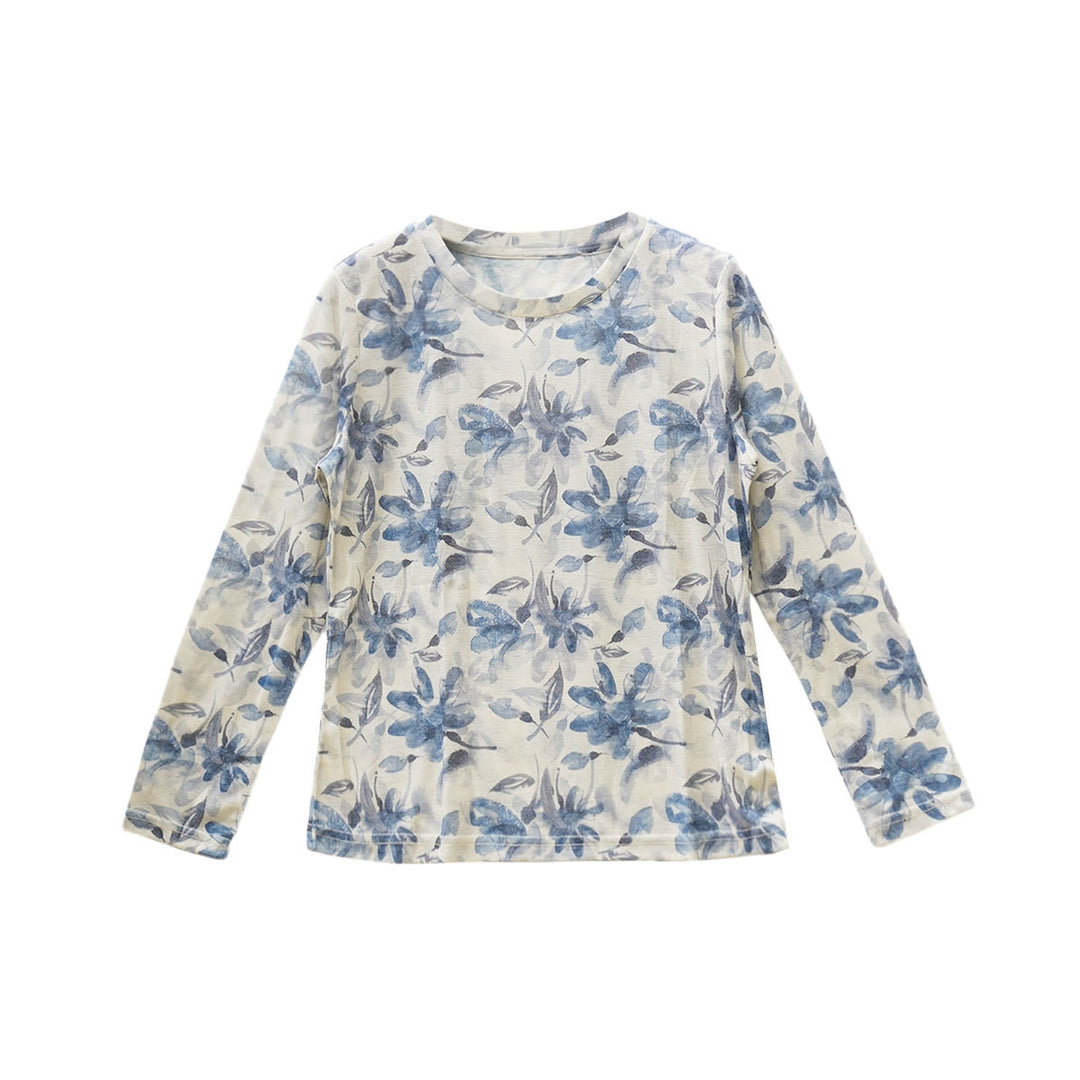 Buddha Stones Fall Blau Floral Damen Langarm T-Shirt für ältere Erwachsene - image 14