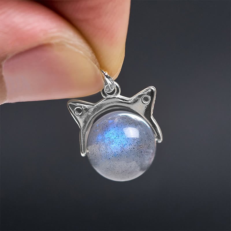 Buddha Stones 925 Sterling Silber Mondstein Katze Heilung Halskette Anhänger - image 5
