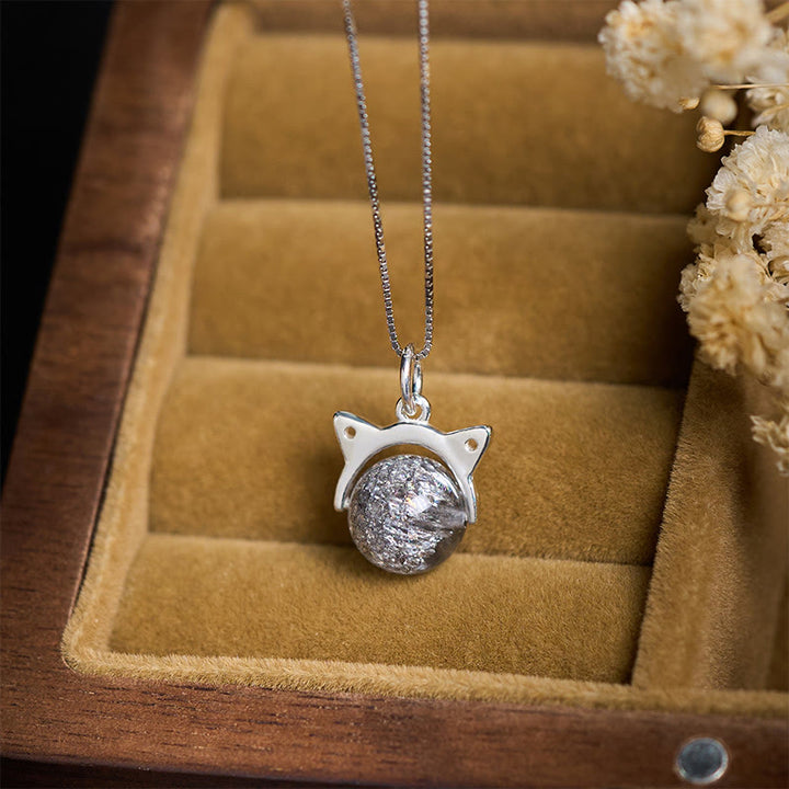 Buddha Stones 925 Sterling Silber Natursilber Super Seven Kristall Katze Halskette Anhänger - image 1