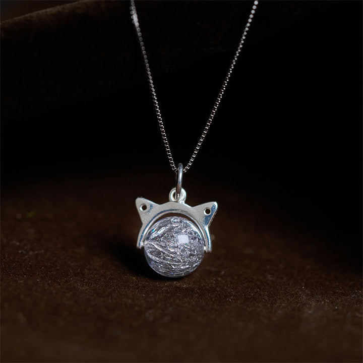 Buddha Stones 925 Sterling Silber Natursilber Super Seven Kristall Katze Halskette Anhänger - 10 mm + 0,8 mm Kette - image 0