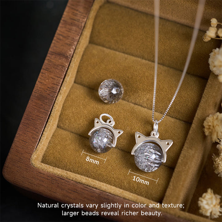 Buddha Stones 925 Sterling Silber Natursilber Super Seven Kristall Katze Halskette Anhänger - image 3