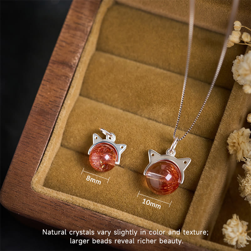 Buddha Stones Halskette mit Anhänger aus 925er Sterlingsilber, natürlicher roter Super Seven-Kristall, Katze - image 3