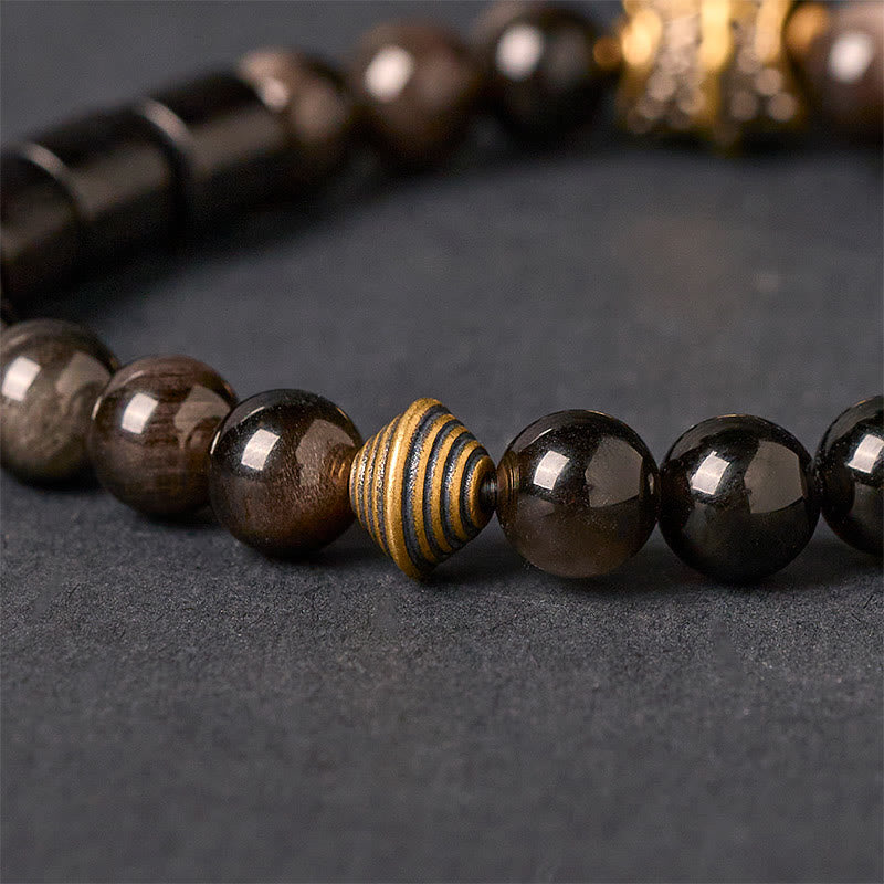 Buddha Stones Silberglanz Obsidian Ebenholz Schutzarmband - image 3