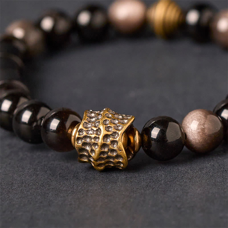 Buddha Stones Silberglanz Obsidian Ebenholz Schutzarmband - image 2