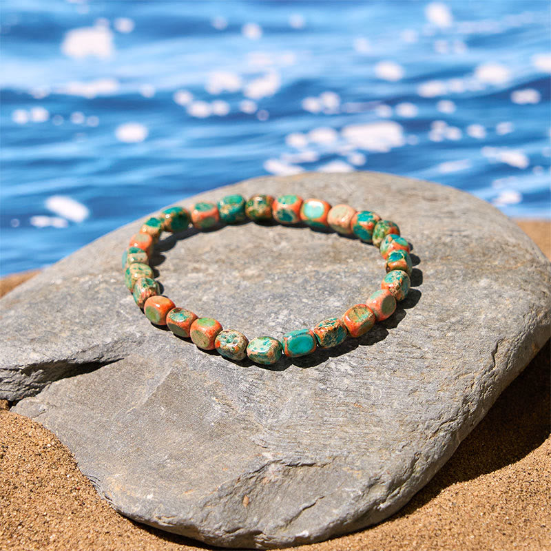 Buddha Stones, natürlicher, bunter Kaiserstein, ovale, quadratische Perlen, Anti-Stress-Armband - image 1