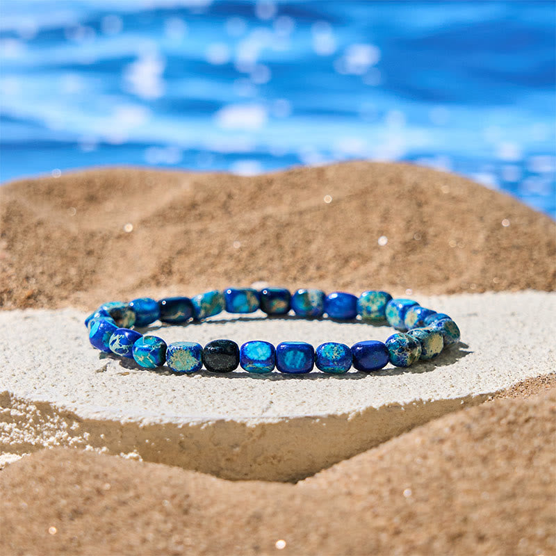 Buddha Stones, natürlicher, bunter Kaiserstein, ovale, quadratische Perlen, Anti-Stress-Armband - image 8