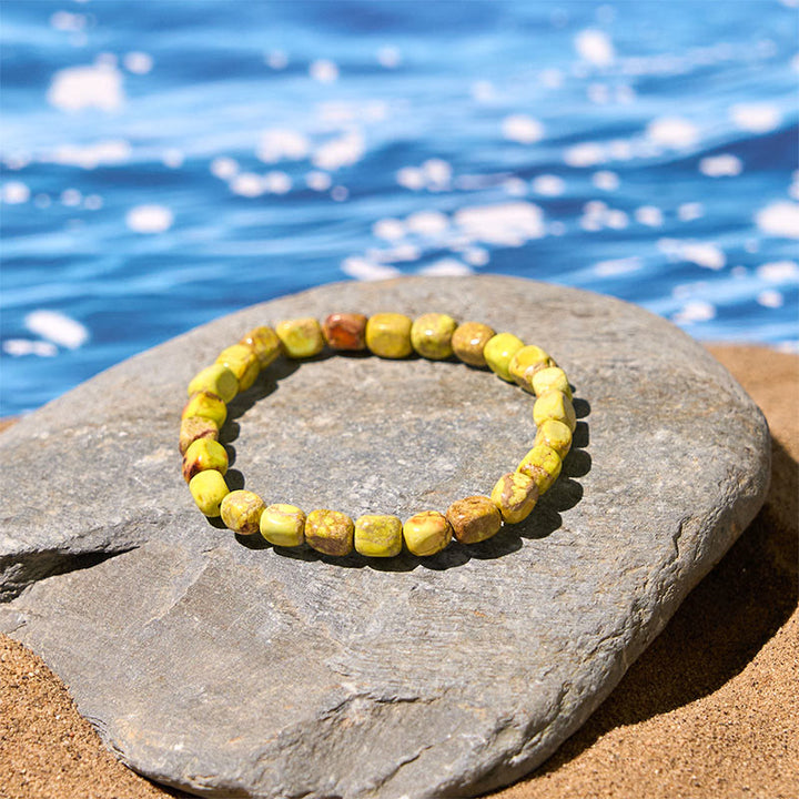 Buddha Stones, natürlicher, bunter Kaiserstein, ovale, quadratische Perlen, Anti-Stress-Armband - image 11
