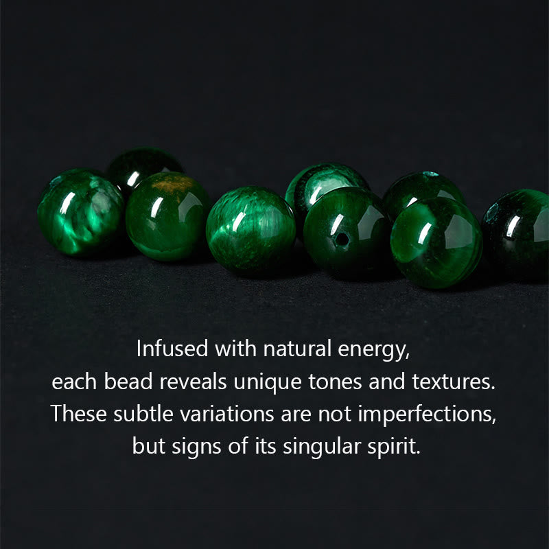 Buddha Stones, natürliches grünes Tigerauge, Om Mani Padme Hum, positives Kraftarmband - image 6