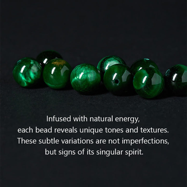 Buddha Stones, natürliches grünes Tigerauge, Om Mani Padme Hum, positives Kraftarmband - image 6