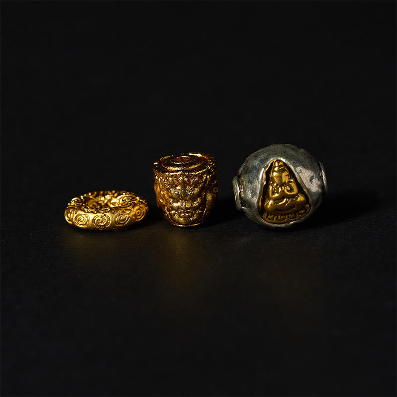 Buddha Stones Natursilber Glanz Obsidian Tigerauge Dreigesichtiger Buddha Schutzarmband - image 8