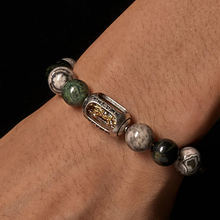 Buddha Stones, natürlicher grauer Jaspis, Kambamba-Jaspis, Om Mani Padme Hum, formloses Buddha-Heilarmband - image 2