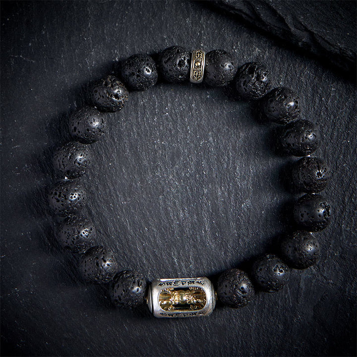 Buddha Stones, natürlicher Lavastein, Om Mani Padme Hum Dorje Vajra Heilungsarmband - image 12