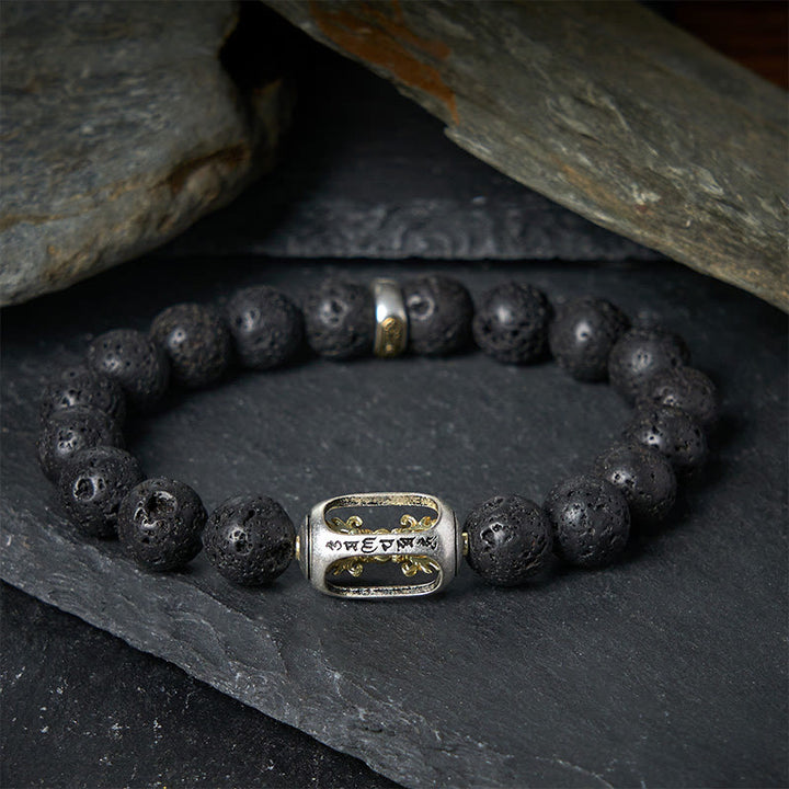 Buddha Stones, natürlicher Lavastein, Om Mani Padme Hum Dorje Vajra Heilungsarmband - Lavastein-Vajra - 20 cm - image 11