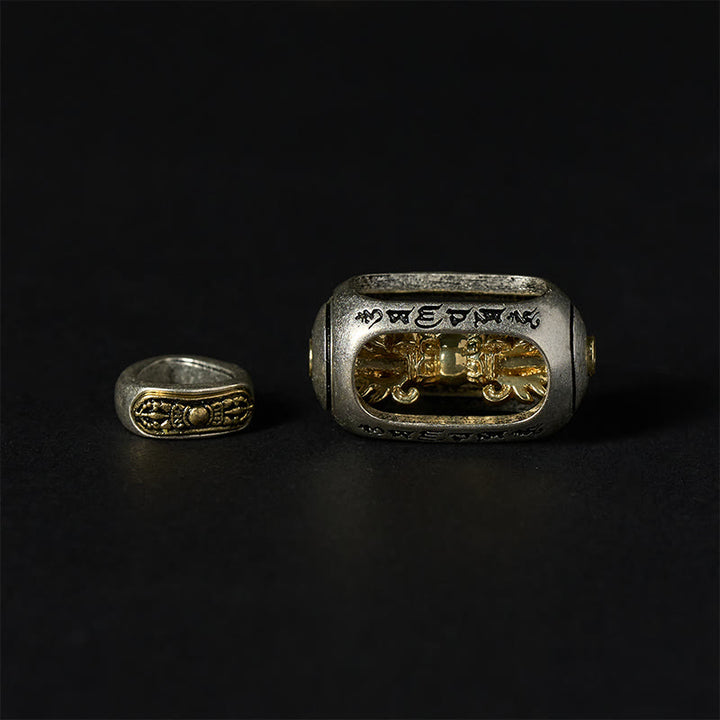 Buddha Stones, silberfarbener Obsidian, Lavagestein, grauer Jaspis, Om Mani Padme Hum Vajra, beruhigendes Armband - image 8