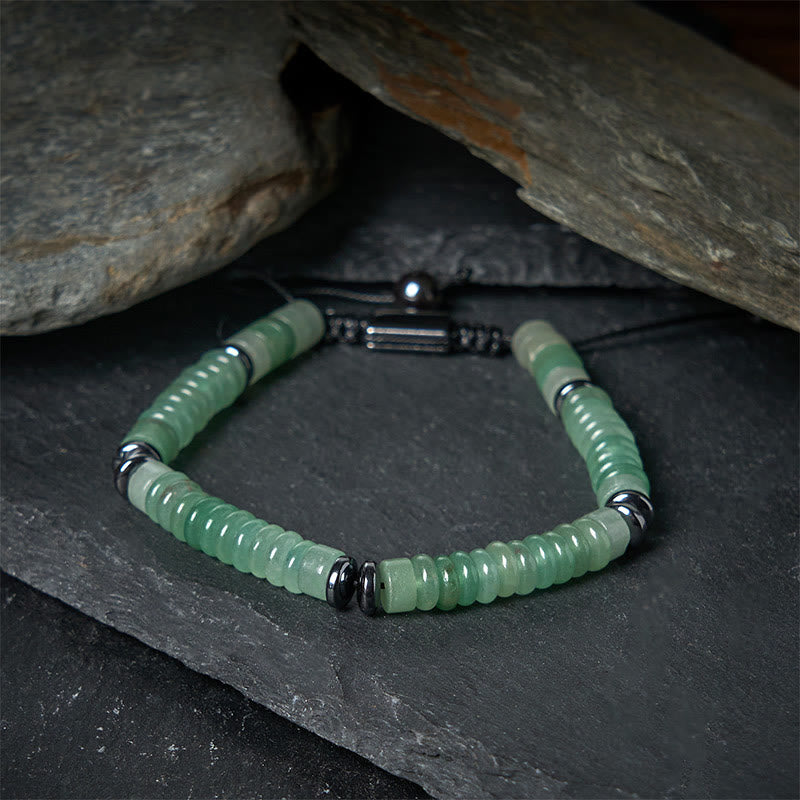 Buddha Stones Kleines schwarzes Obsidian-, grünes Aventurin- und graues Jaspis-Tigerauge-Armband mit Kraftseil - image 14