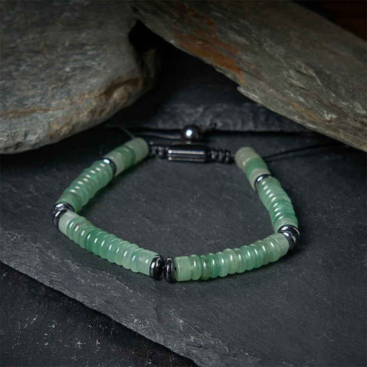 Buddha Stones Kleines schwarzes Obsidian-, grünes Aventurin- und graues Jaspis-Tigerauge-Armband mit Kraftseil - image 14