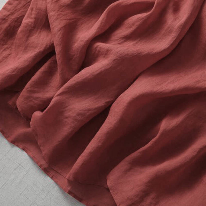 Buddha Stones Stickerei Patchwork Lange Puffärmel Kordelzug Midikleid mit Taschen - image 9