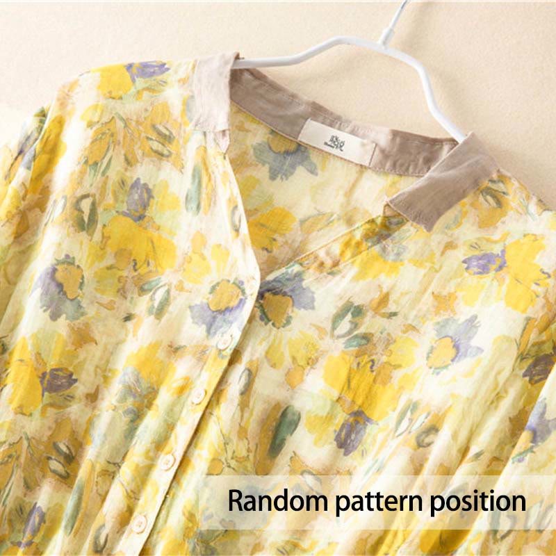 Buddha Stones – Midikleid mit halblangen Ärmeln, farblich kontrastierendem Blumenmuster und Taschen - image 14