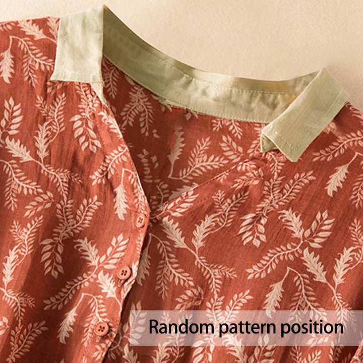 Buddha Stones – Midikleid mit halblangen Ärmeln, farblich kontrastierendem Blumenmuster und Taschen - image 21