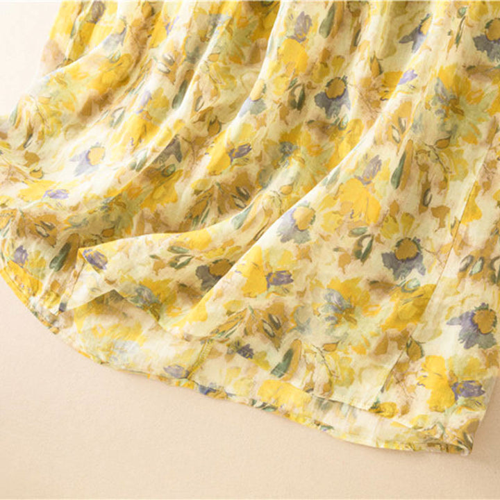 Buddha Stones – Midikleid mit halblangen Ärmeln, farblich kontrastierendem Blumenmuster und Taschen - image 19