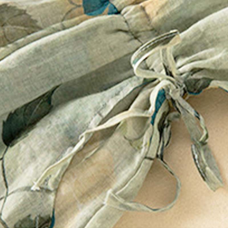 Buddha Stones – Midikleid mit halblangen Ärmeln, farblich kontrastierendem Blumenmuster und Taschen - image 11