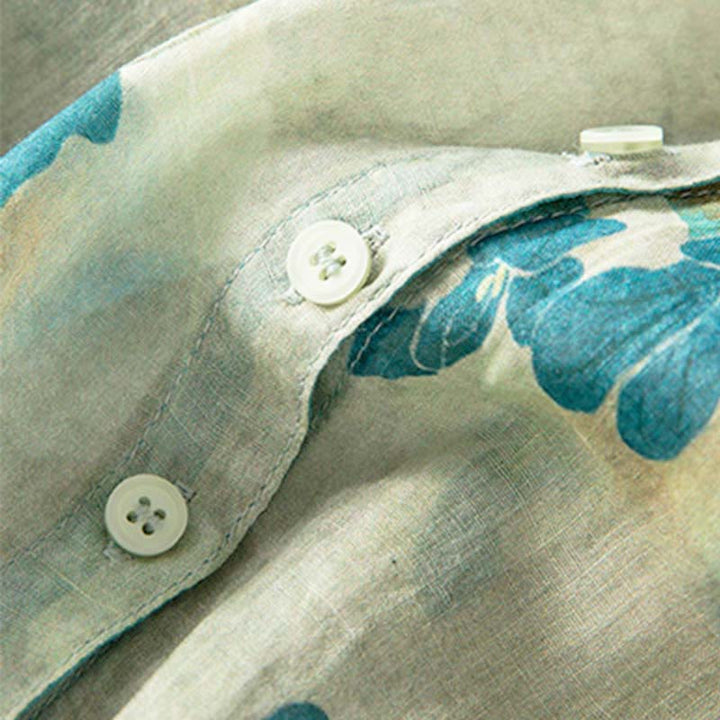 Buddha Stones – Midikleid mit halblangen Ärmeln, farblich kontrastierendem Blumenmuster und Taschen - image 10