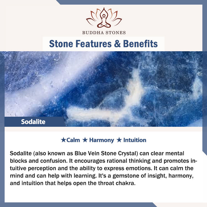 Buddha Stones 925 Sterling Silber Lotus Design Natürlicher Sodalith Positive Perlen Harmonie Armband - image 9