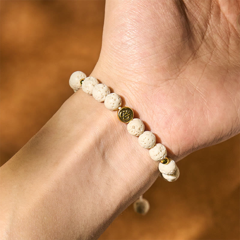Buddha Stones, weißer Lavastein, Om-Symbol, heilendes, ruhiges Armband - image 4