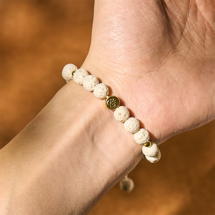 Buddha Stones, weißer Lavastein, Om-Symbol, heilendes, ruhiges Armband - image 4