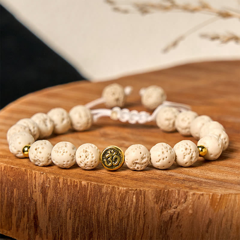 Buddha Stones, weißer Lavastein, Om-Symbol, heilendes, ruhiges Armband - image 2