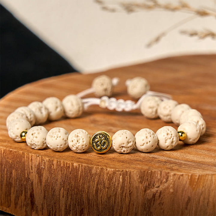 Buddha Stones, weißer Lavastein, Om-Symbol, heilendes, ruhiges Armband - image 2