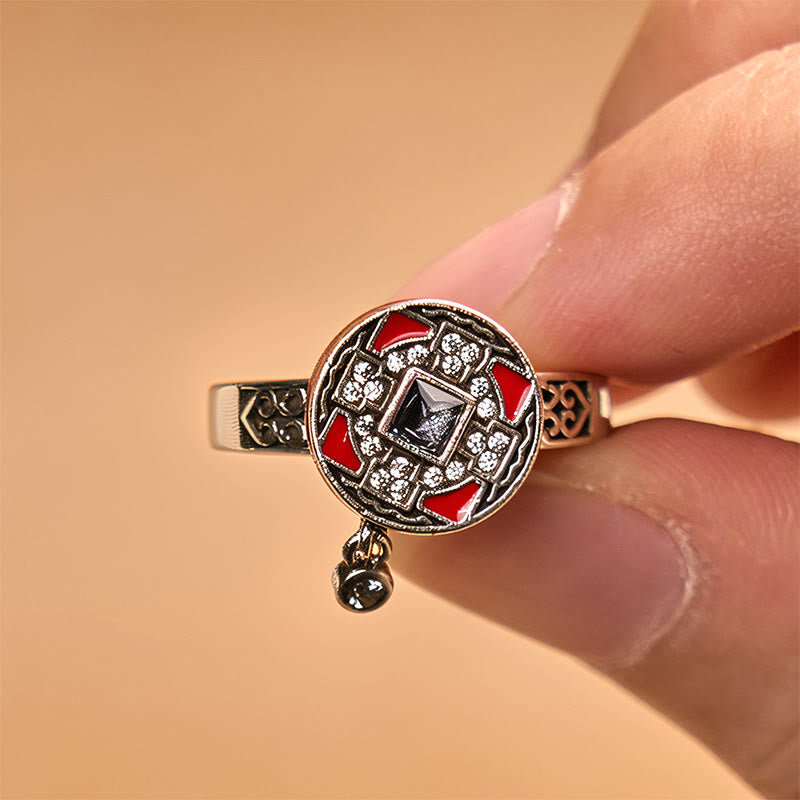 Buddha Stones Om Mani Padme Hum Kupfer Gebetsrad Drehbarer Reichtumsring - image 1