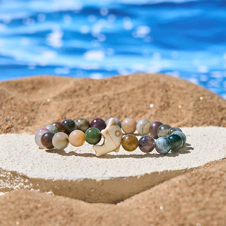 Buddha Stones, natürliche verschiedene Steine, Delfin, spirituelles Gleichgewichtsarmband - Indischer Achat (Handgelenkumfang: 15–18 cm) - image 28