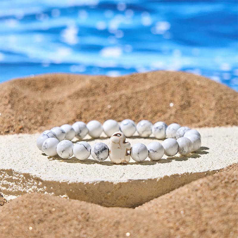 Buddha Stones, Naturstein, verschiedene Steine, Elefant, spirituelle Kraft, Armband - Weiß Türkis (Handgelenkumfang: 15–18 cm) - image 9