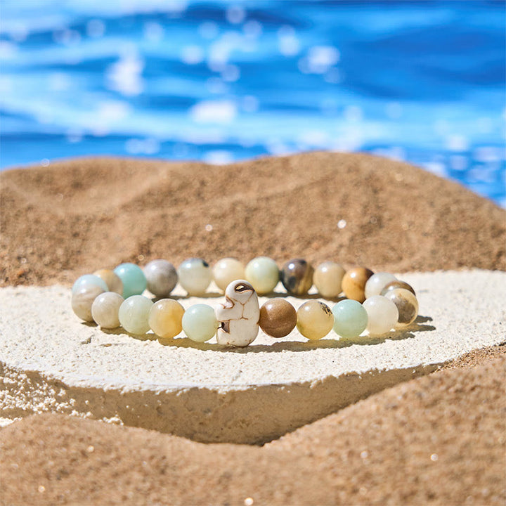 Buddha Stones, Naturstein, verschiedene Steine, Elefant, spirituelle Kraft, Armband - Amazonit (Handgelenkumfang: 15–18 cm) - image 13