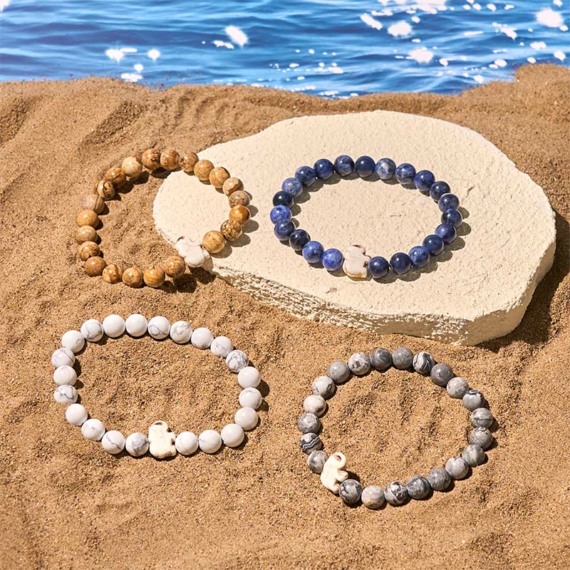 Buddha Stones, Naturstein, verschiedene Steine, Elefant, spirituelle Kraft, Armband - image 33