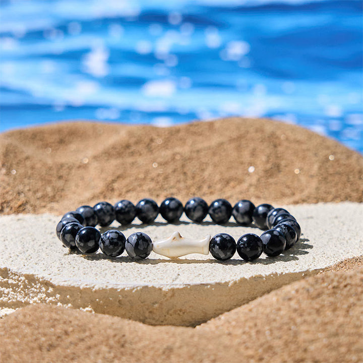 Buddha Stones Natur-Achat-Stein Hai Weisheitsarmband - Grauer Achat (Handgelenkumfang: 15–18 cm) - image 0