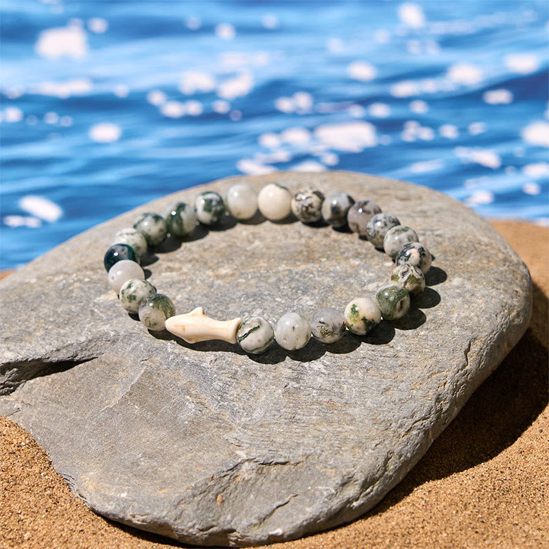 Buddha Stones Natur-Achat-Stein Hai Weisheitsarmband - image 13