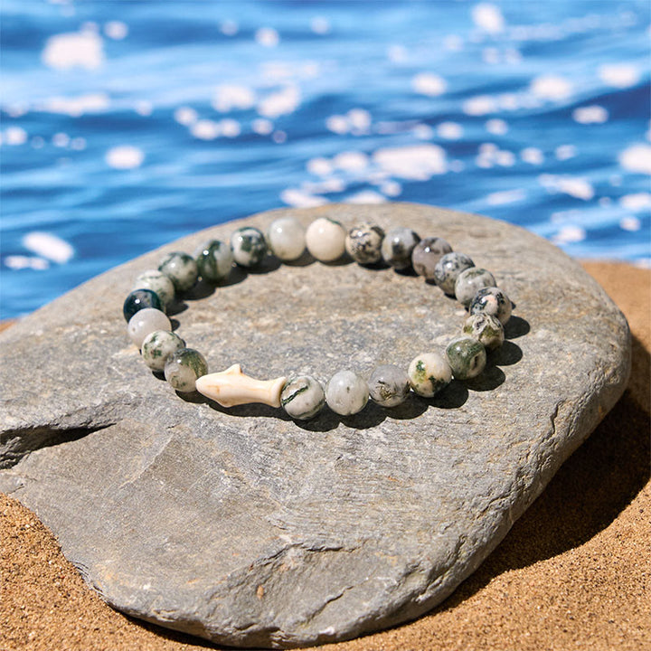 Buddha Stones Natur-Achat-Stein Hai Weisheitsarmband - image 13