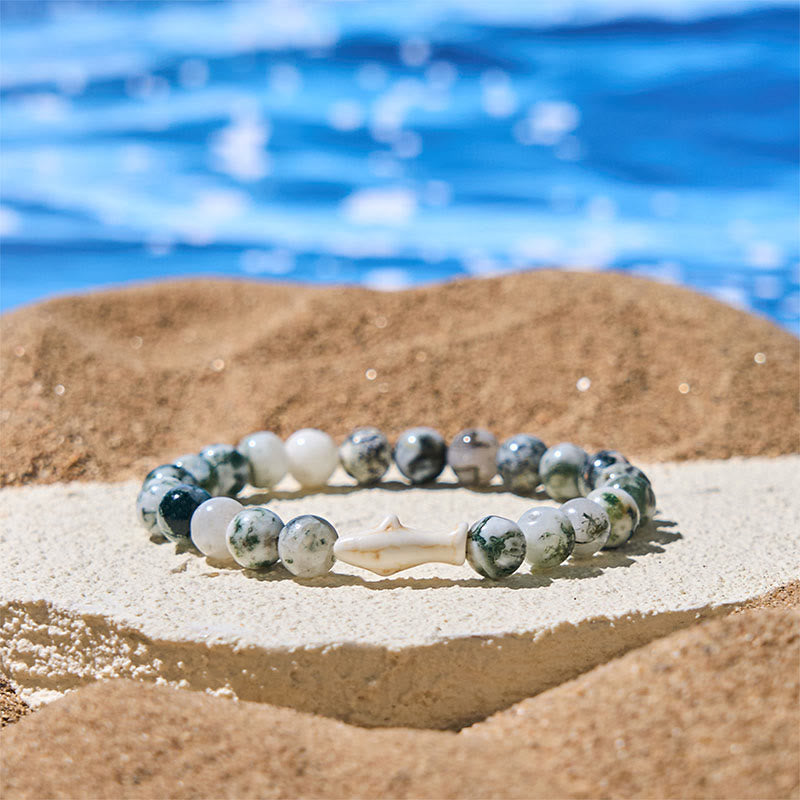 Buddha Stones Natur-Achat-Stein Hai Weisheitsarmband - Grüner Achat (Handgelenkumfang: 15–18 cm) - image 11
