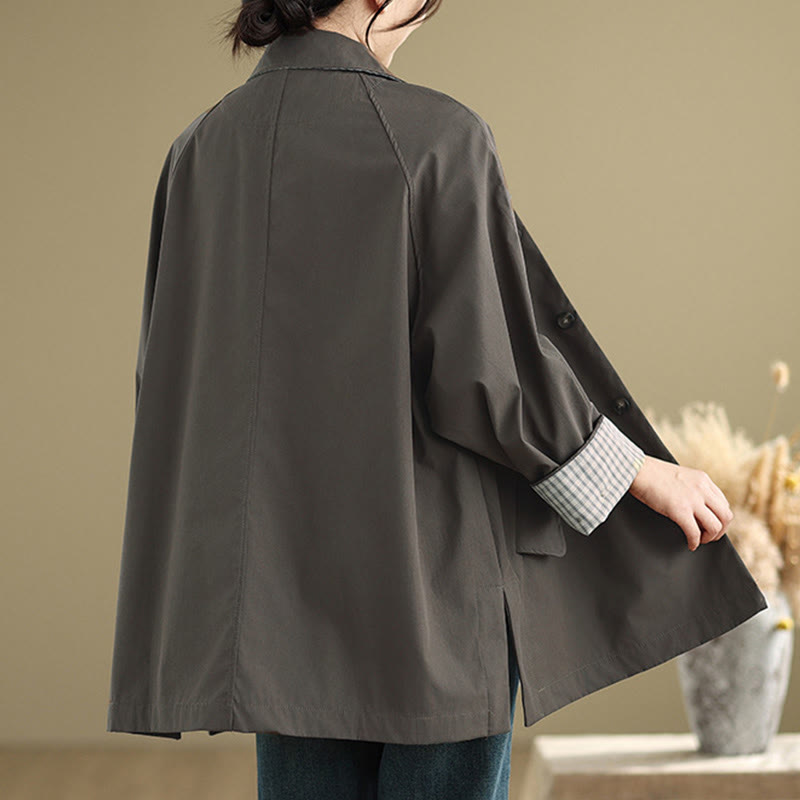 Buddha Stones Damen-Cargo-Baumwolljacke mit langen Ärmeln und Patches und Tasche - image 1