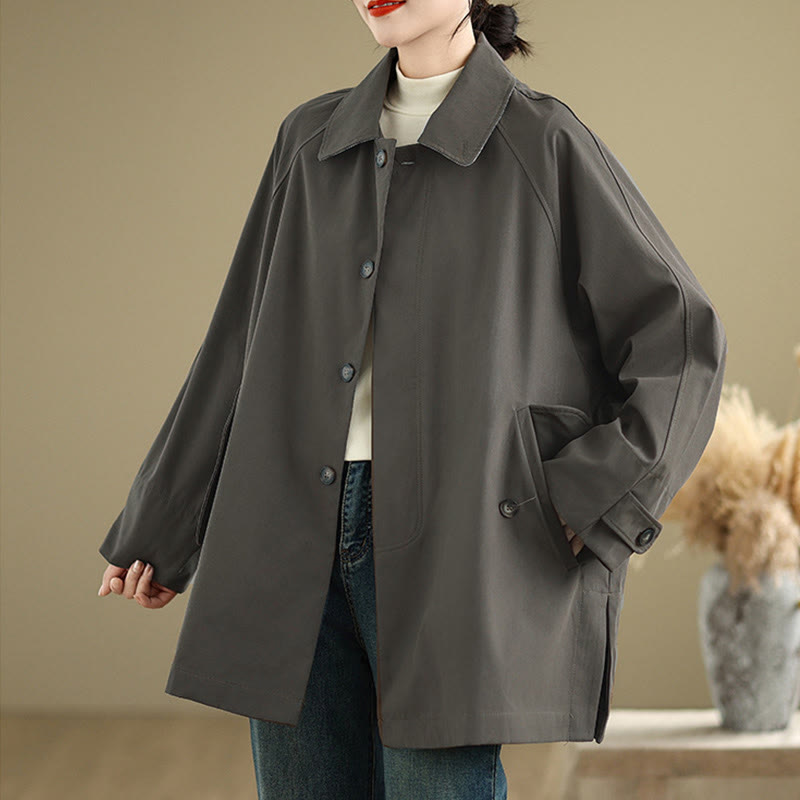 Buddha Stones Damen-Cargo-Baumwolljacke mit langen Ärmeln und Patches und Tasche - image 3