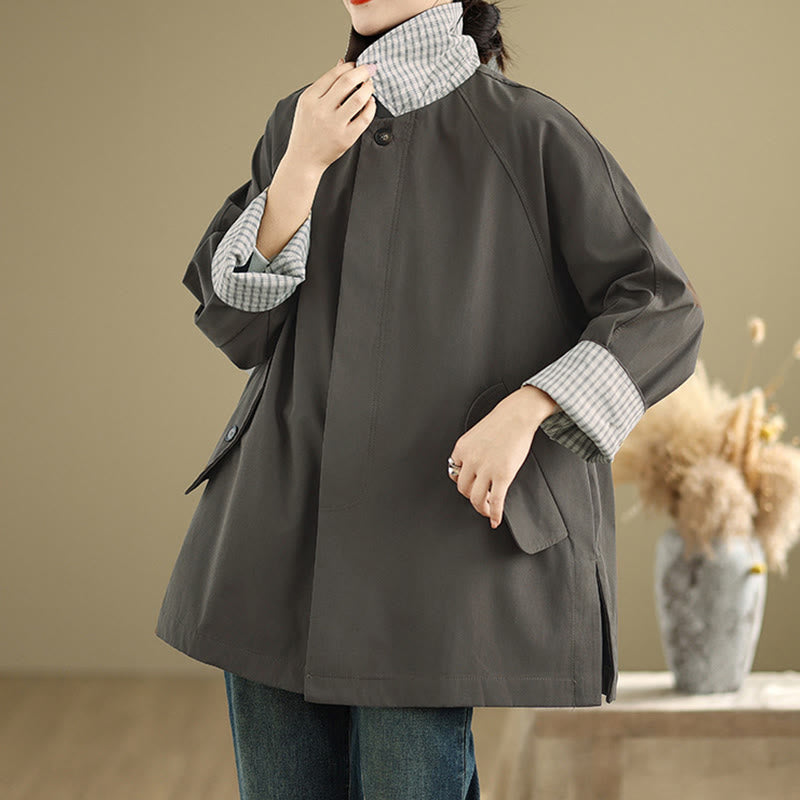 Buddha Stones Damen-Cargo-Baumwolljacke mit langen Ärmeln und Patches und Tasche - image 4